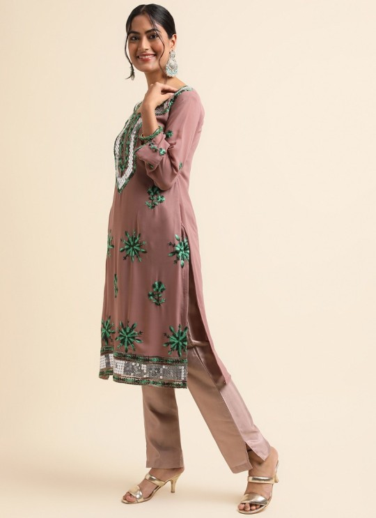 Brown Faux Georgette Pakistani Suit SC-019611