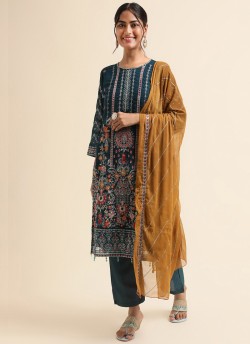 Teal Faux Georgette Pakistani Suit SC-019707