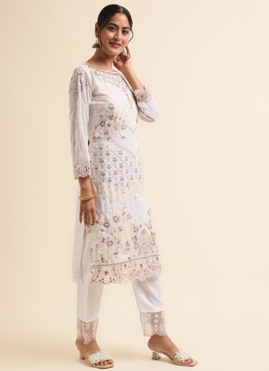 Off-white Faux Georgette Pakistani Suit SC-019835