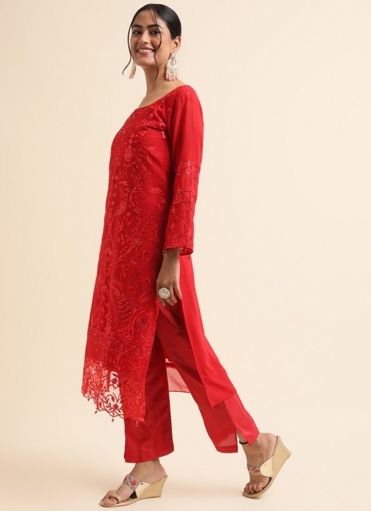 Red Faux Georgette Pakistani Suit SC-019855