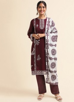 Wine Faux Georgette Pakistani Suit SC-019858