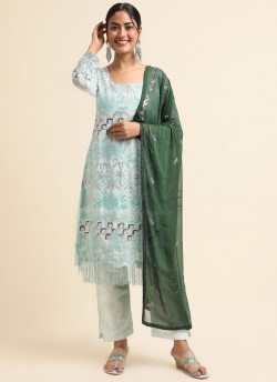 Turquoise Faux Georgette Pakistani Suit SC-019885