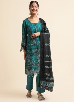 Teal Green Faux Georgette Pakistani Suit SC-019897