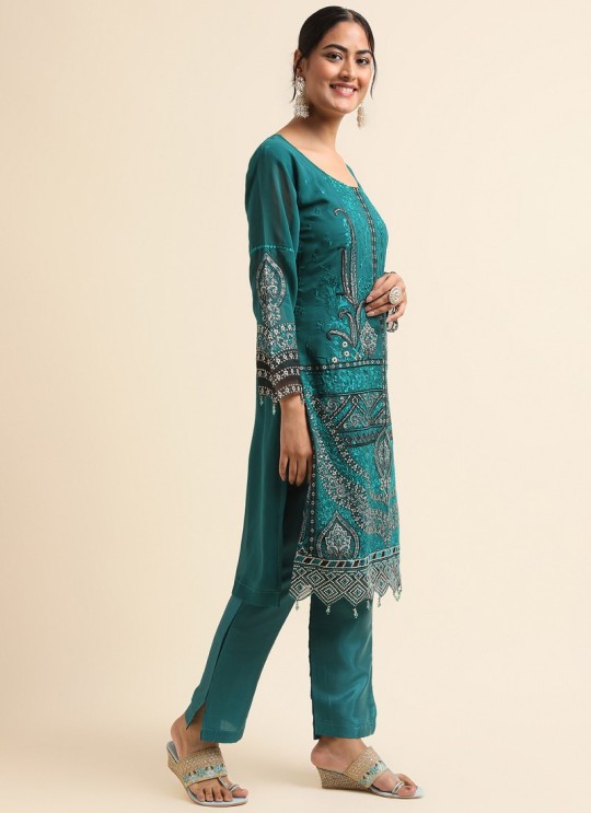 Teal Green Faux Georgette Pakistani Suit SC-019897