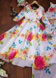 HEAVY GEORJET DIGITAL PRINT STYLIST KURTI WITH DUPATTAWhite Floral Printed Georgette Anarkali gown