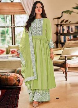 Green Georgette Pakistani Palazzo Suit