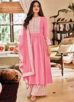 Pink Georgette Pakistani Palazzo Suit