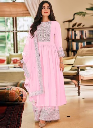 Baby Pink Georgette Pakistani Palazzo Suit 9001F