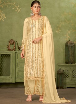 Beige Georgette Pakistani Trouser Suit By Kilruba