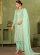 Green Georgette Pakistani Trouser Suit By Kilruba