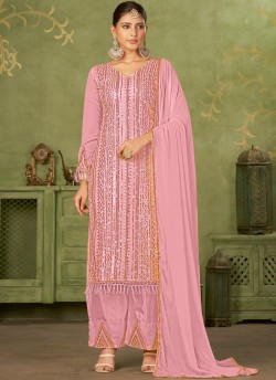 Pink Georgette Pakistani Trouser Suit By Kilruba