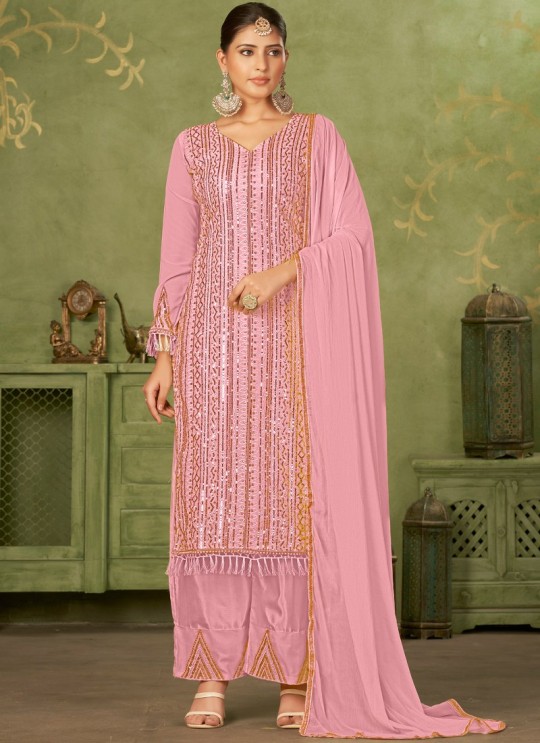 Pink Georgette Pakistani Trouser Suit By Kilruba
