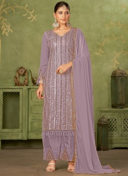 Purple Georgette Pakistani Trouser Suit By Kilruba