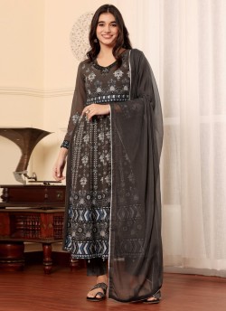 Brown Georgette Embroidered Pakistani Trouser Suit K-9011