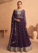 Dark Purple Georgette Zari Embroidered Anarkali Suit 9486C