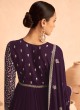 Dark Purple Georgette Zari Embroidered Anarkali Suit 9486C