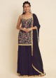 Dark Purple Georgette Embroidered Semi-Stitched Garara Suit KM-1002I Dark Purple Georgette Embroidered Semi-Stitched Garara Suit KM-1002I