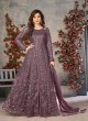 Lavender Net Embroidered Semi-Stitched Anarkali Suit 10033F