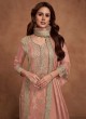 Peach Silk Embroidered Semi-Stitched Palazzo Suit 1125B Peach Silk Embroidered Semi-Stitched Palazzo Suit 1125B