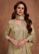 Lemon Silk Embroidered Semi-Stitched Palazzo Suit 1125F Lemon Silk Embroidered Semi-Stitched Palazzo Suit 1125F