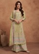 Lemon Silk Embroidered Semi-Stitched Palazzo Suit 1125F Lemon Silk Embroidered Semi-Stitched Palazzo Suit 1125F
