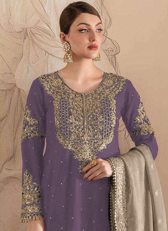 Purple Fox Georgette Embroidered Semi-Stitched Garara Suit 1155E Purple Fox Georgette Embroidered Semi-Stitched Garara Suit 1155E