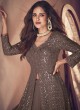 123D Brown Georgette Embroidered Semi-Stitched Skirt Kameez 123D Brown Georgette Embroidered Semi-Stitched Skirt Kameez