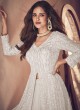 123E White Georgette Embroidered Semi-Stitched Skirt Kameez 123E White Georgette Embroidered Semi-Stitched Skirt Kameez