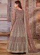 Brown Net Embroidered Semi-Stitched Anarkali Suit 2703