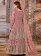Pink  Net Embroidered Semi-Stitched Anarkali Suit 2704