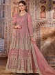 Pink  Net Embroidered Semi-Stitched Anarkali Suit 2704