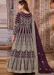 Wine Net Embroidered Semi-Stitched Anarkali Suit 2705