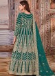 Green  Net Embroidered Semi-Stitched Anarkali Suit 2706