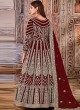 Maroon Net Embroidered Semi-Stitched Anarkali Suit 2707