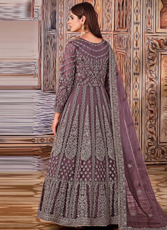 Purple Net Embroidered Semi-Stitched Anarkali Suit 2709 Purple Net Embroidered Semi-Stitched Anarkali Suit 2709