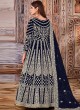 Blue Net Embroidered Semi-Stitched Anarkali Suit 2711