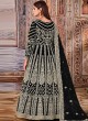 Black Net Embroidered Semi-Stitched Anarkali Suit 2712