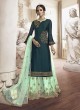 4908-A Colours by Kilruba Teal Embroidered Georgette Palazzo Suit 4908-A Colours by Kilruba Teal Embroidered Georgette Palazzo Suit