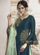 4908-A Colours by Kilruba Teal Embroidered Georgette Palazzo Suit 4908-A Colours by Kilruba Teal Embroidered Georgette Palazzo Suit