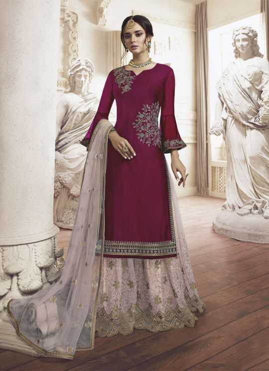 4908-B Colours By Kilruba Rangoli Georgette Maroon Embroidered Palazzo Suit 4908-B Colours By Kilruba Rangoli Georgette Maroon Embroidered Palazzo Suit