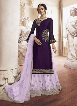 4908-C Colours By Kilruba Rangoli Georgette Wine Embroidered Palazzo Suit