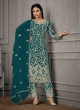 Teal Blue Net Embroidered Semi-Stitched Salwar Kameez 4925E Teal Blue Net Embroidered Semi-Stitched Salwar Kameez 4925E