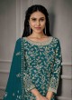 Teal Blue Net Embroidered Semi-Stitched Salwar Kameez 4925E Teal Blue Net Embroidered Semi-Stitched Salwar Kameez 4925E
