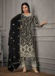 Black Net Embroidered Semi-Stitched Salwar Kameez 4925H Black Net Embroidered Semi-Stitched Salwar Kameez 4925H