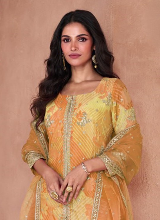 Yellow Faux Georgette Embroidered Ready-Made Garara Suit 5297A Yellow Faux Georgette Embroidered Ready-Made Garara Suit 5297A