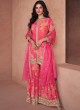 Pink Faux Georgette Embroidered Ready-Made Garara Suit 5297G