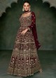 Maroon Georgette Zari Semi-Stitched Gown 5350D