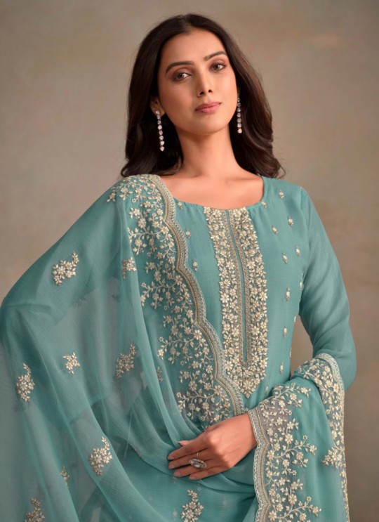 Sky Blue Organza Sequins Semi-Stitched Salwar Kameez VM-5786 Sky Blue Organza Sequins Semi-Stitched Salwar Kameez VM-5786