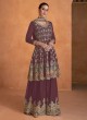 Purple Faux Georgette Embroidered Semi-Stitched Palazzo Suit AM-7405D