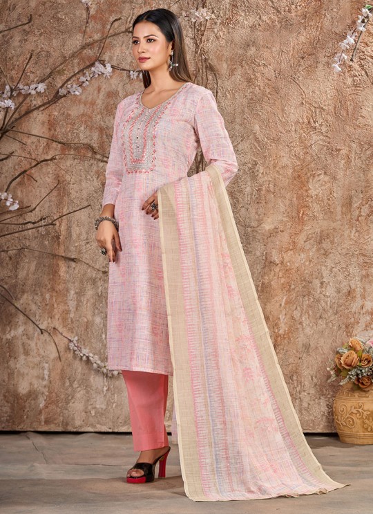 Pink Linen Cotton Resham Ready-Made Salwar Kameez K-9020 Pink Linen Cotton Resham Ready-Made Salwar Kameez K-9020